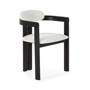 Scaun dining negru/alb din textil Eiden The Home Collection