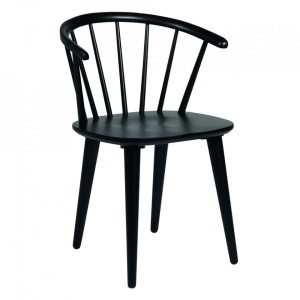 Scaun dining negru din lemn din arbore de cauciuc Carmen Rowico Home