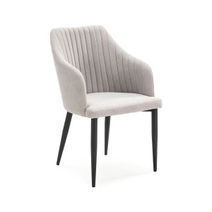 Scaun dining negru/gri deschis din textil Nadi The Home Collection