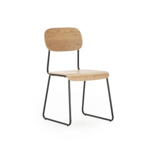 Scaun dining negru/maro din metal Aira The Home Collection