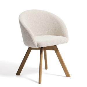 Scaun dining rotativ bej/maro deschis din textil Marvin Chenille Kave Home