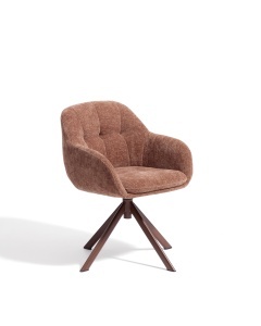 Scaun dining rotativ maro caramel din textil Dorina Chenille Kave Home
