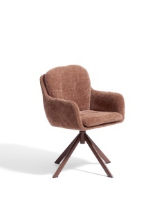 Scaun dining rotativ maro caramel din textil Lexa Chenille Kave Home