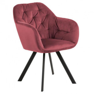 Scaun dining roz/negru din catifea si metal Lola Actona Company