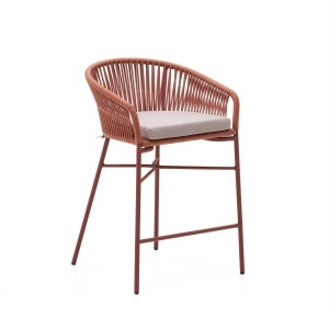 Scaun exterior bar maro din metal Yanet Kave Home