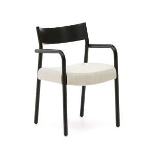 Scaun exterior dining bej/negru din lemn Falconera Kave Home