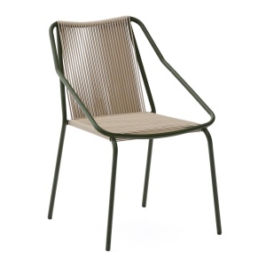 Scaun exterior dining ecru/verde din metal Zivia Kave Home