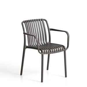 Scaun exterior dining gri grafit din plastic Isabellini Kave Home