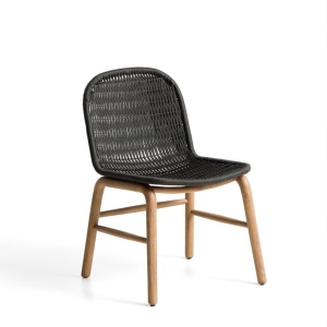 Scaun exterior dining gri inchis din lemn Alipa Kave Home