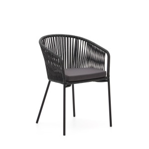 Scaun exterior dining negru din textil Yanet Kave Home