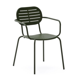 Scaun exterior dining verde din metal Brai Kave Home