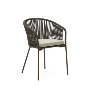 Scaun exterior dining verde din metal Yanet Kave Home