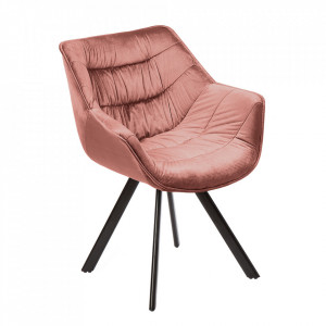 Scaun lounge roz din catifea si metal Comfort The Home Collection