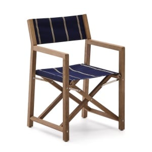 Scaun pliabil exterior albastru/crem din textil Vilara Kave Home