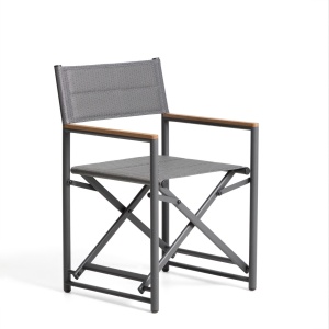 Scaun pliabil exterior gri grafit din metal Tisno Kave Home