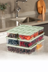 Set 10 recipiente cu capac verde menta din plastic YBLLA10LU The Home Collection