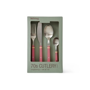 Set 16 tacamuri roz zmeura/argintii din metal 70s HKliving
