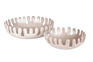 Set 2 boluri decorative ecru din metal Onda Zuiver