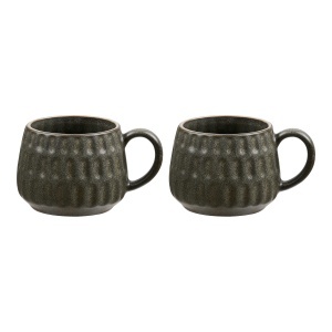 Set 2 cani din ceramica gri/verde 8x10 cm Amalia House Nordic