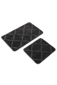 Set 2 covorase de baie gri antracit din fibre sintetice Cizgili The Home Collection