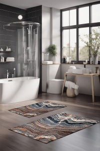 Set 2 covorase de baie multicolore din fibre sintetice CT-5033 The Home Collection