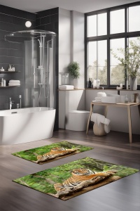 Set 2 covorase de baie multicolore din fibre sintetice CT-5120 The Home Collection