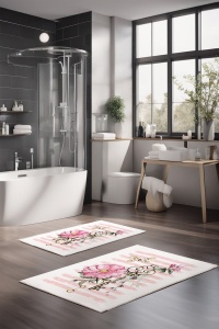 Set 2 covorase de baie multicolore din fibre sintetice CT-5245 The Home Collection