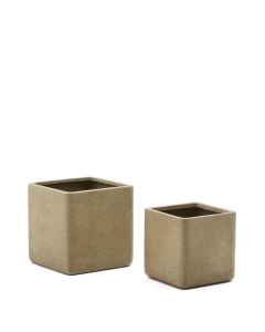 Set 2 ghivece galben mustar din ceramica Minoa Low Kave Home