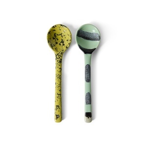 Set 2 linguri pentru servire multicolore din ceramica 70s ceramics Mines HKliving
