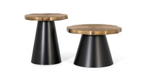 Set 2 mese de cafea negre/maro cupru din metal Arezzo Giner y Colomer