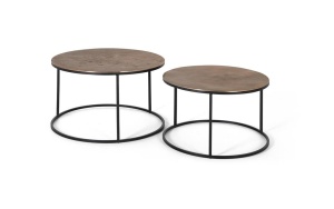 Set 2 mese de cafea negre/maro cupru din metal Rasa Giner y Colomer