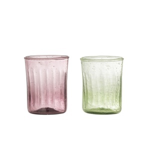 Set 2 pahare verde/mov din sticla 240 ml Sunil Bloomingville