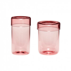 Set 2 recipiente roz din sticla Ymo Hubsch
