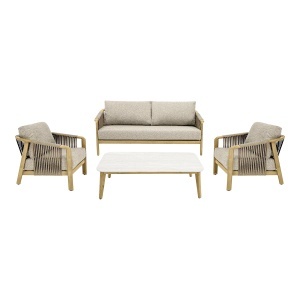Set 2 scaune, canapea si masa cafea exterior grej din textil Fargo House Nordic