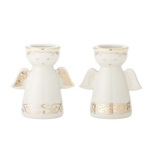 Set 2 suporturi lumanari albe din ceramica 12 cm Faella Bloomingville