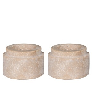 Set 2 suporturi lumanari crem din piatra 5 cm Terry House Nordic