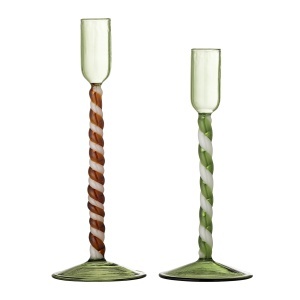 Set 2 suporturi lumanari multicolore din sticla Swirlie Bloomingville