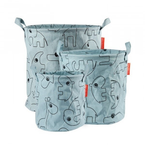 Set 3 cosuri albastre din bumbac si poliester Zoo Blue Done by Deer