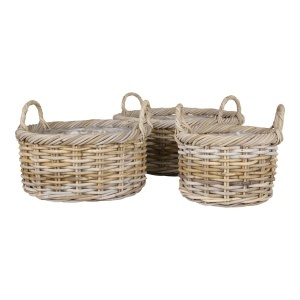 Set 3 cosuri maro din ratan Kuta House Nordic