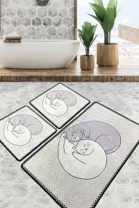 Set 3 covorase de baie multicolore din fibre sintetice Katt The Home Collection