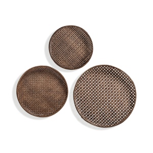 Set 3 decoratiuni de perete maro din bambus Dish Vical Home