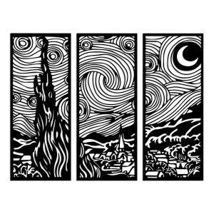 Set 3 decoratiuni de perete negre din metal Vangogh The Home Collection