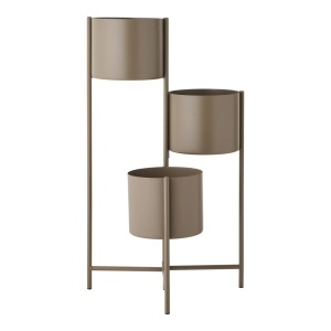 Set 3 ghivece cu suport maro din metal Noris House Nordic