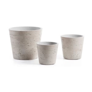 Set 3 ghivece gri din ciment Low Kave Home