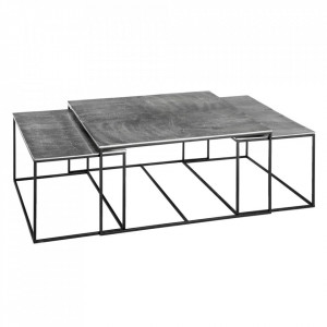 Set 3 masute negre/gri din fier si aluminiu Ottawa The Home Collection