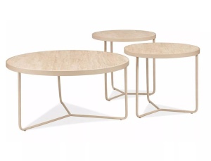Set 3 mese de cafea bej din metal Demeter The Home Collection