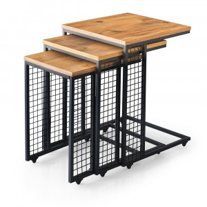 Set 3 mese laterale maro/negre Petek The Home Collection