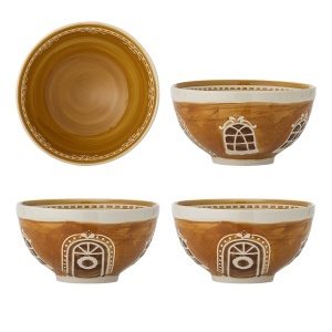 Set 4 boluri maro din ceramica 500 ml Gina Bloomingville