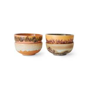 Set 4 boluri multicolore din ceramica 8 cm 70s XS Marine HKliving
