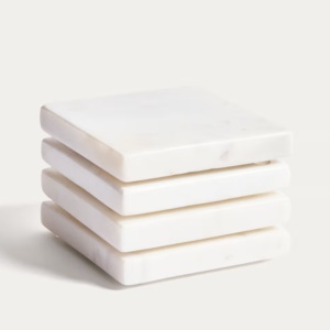 Set 4 coastere albe din marmura Coreni Kave Home